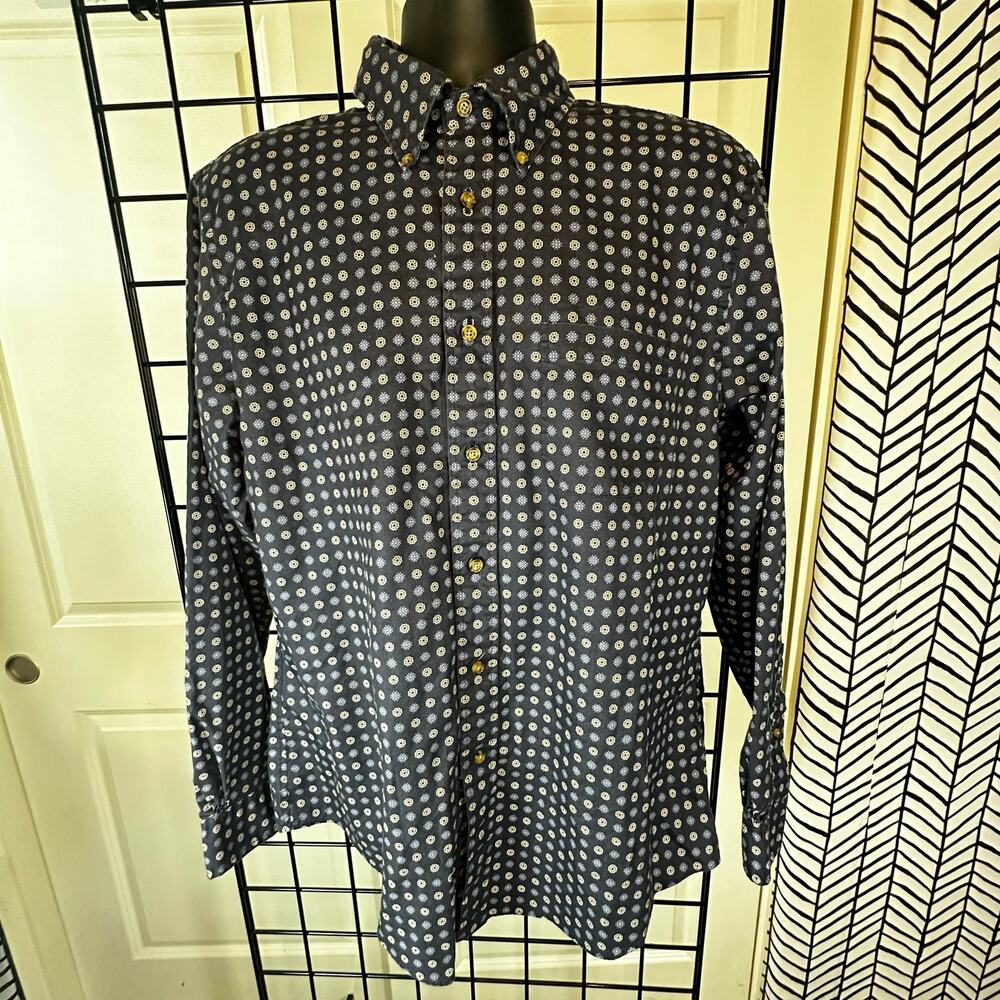 Brooks Brothers Mens Regent Fit Long Sleeve Shirt Geometric Micro Print L